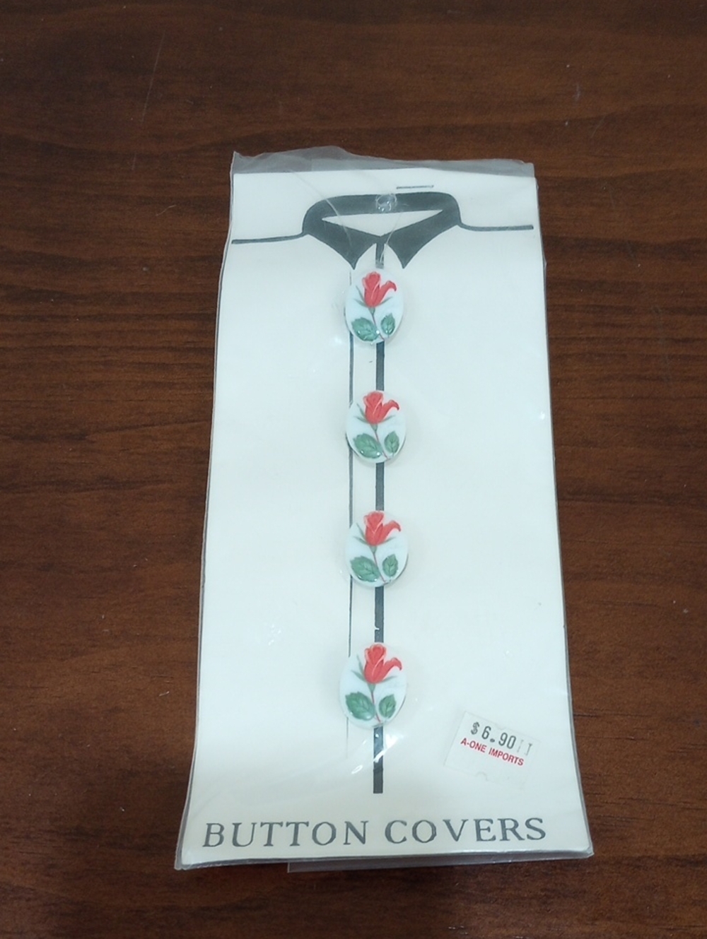Click Its Rose Button Covers Set Of 4 - Vintage 1989!